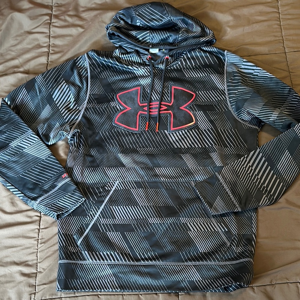 Under Armour Black and White Hoodie with Red Logo